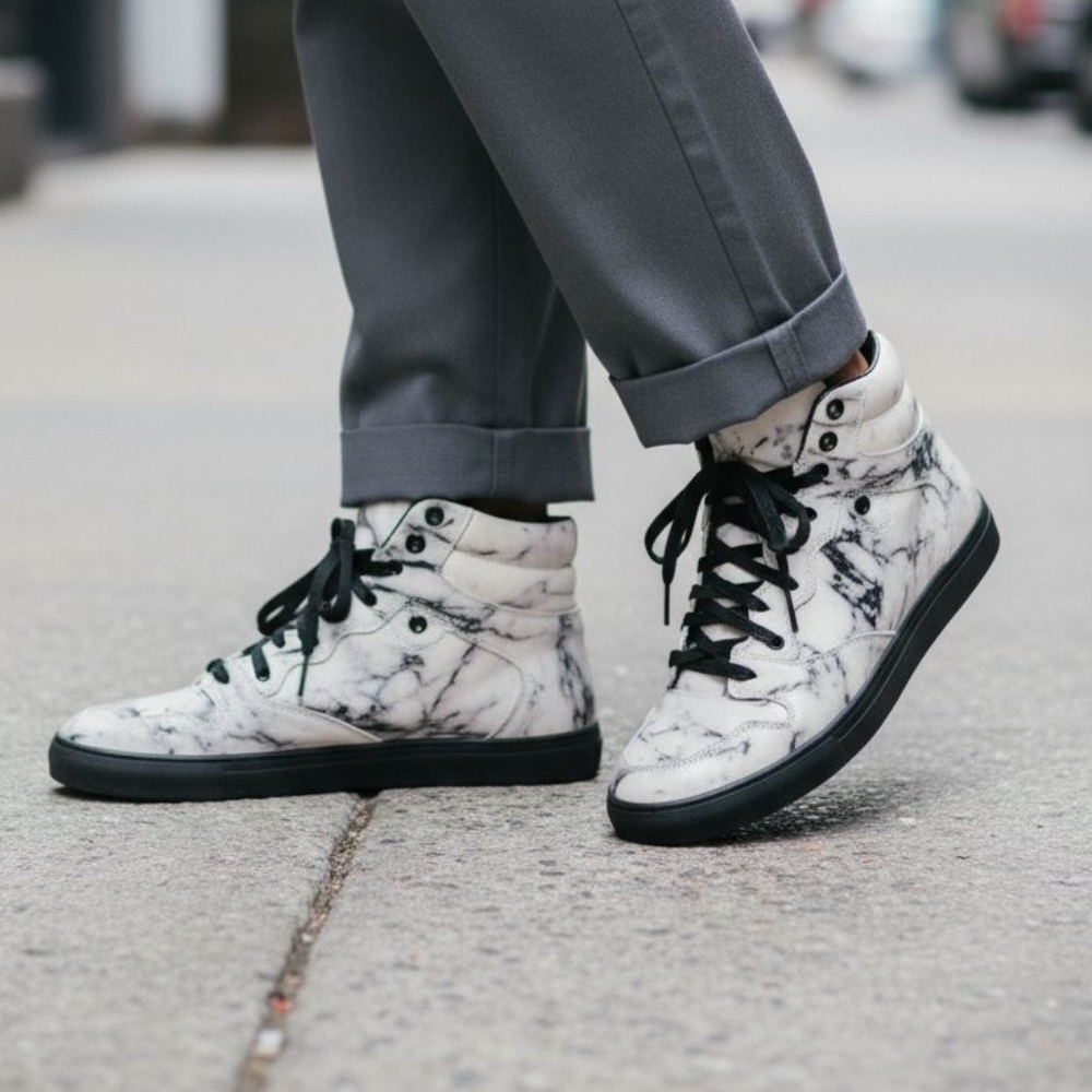 Balenciaga Black and White Marble Sneakers